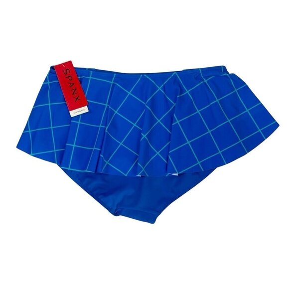 SPANX Women's 12 Flirty Skirt High Waist Swim Bottom Electric Blue Geo New - Picture 3 of 15